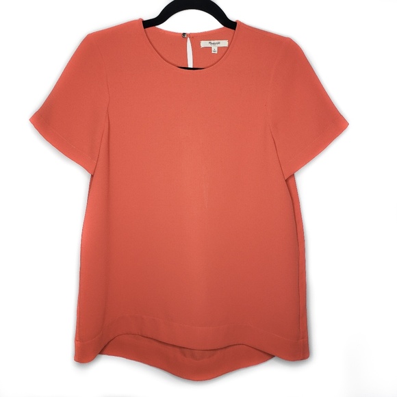 Madewell Tops - Madewell Coral Textured Tailored Tee Top Keyhole